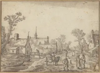 The Village Street, by Velde, Esaias van de, I, chalk, 1610