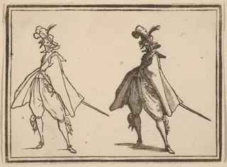 Gentleman in a Large Mantle, Front View, by Edouard Eckman, ink, 1621