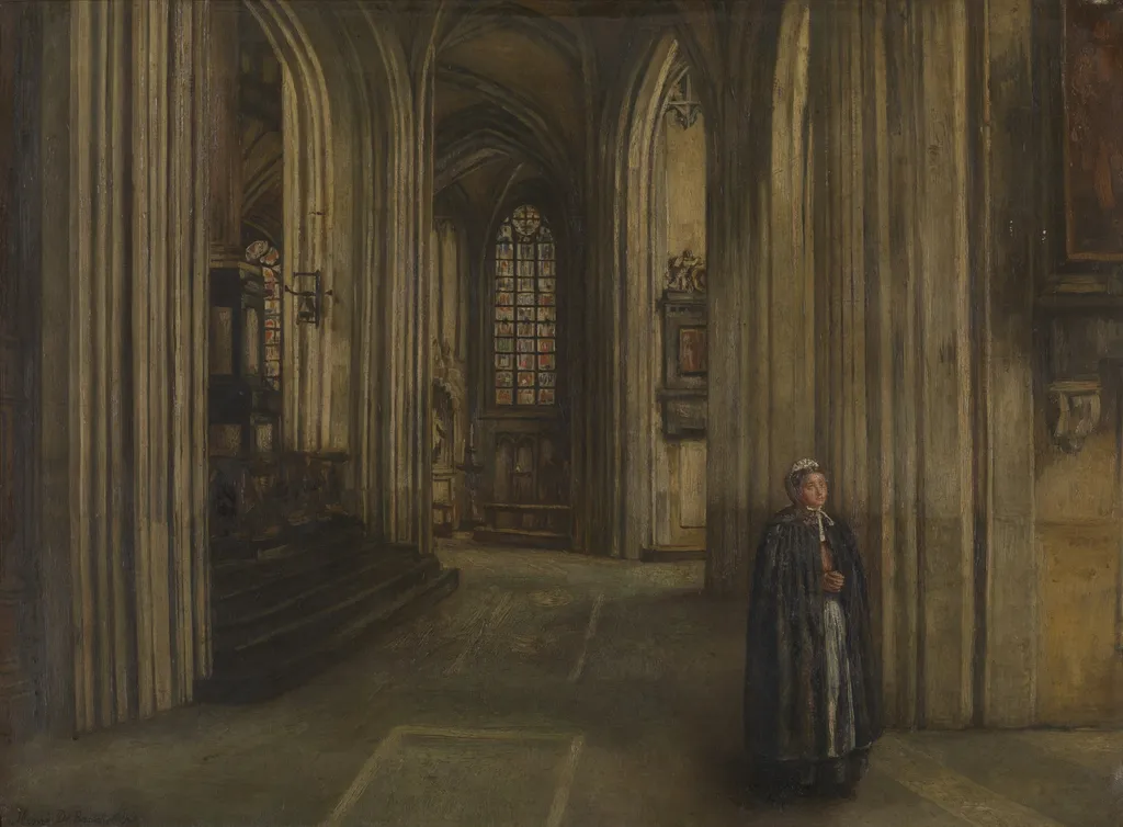 Interior of a Church, by Henri de Braekeleer, oil, 1871