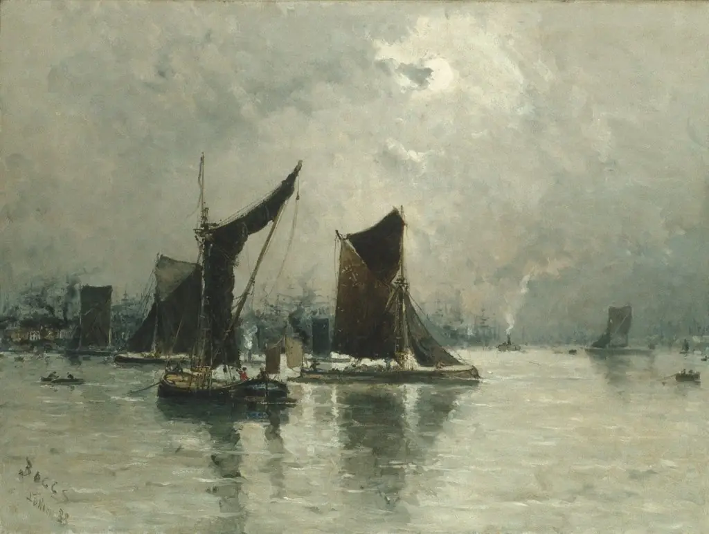On the Thames, by Frank Myers Boggs, oil, 1892