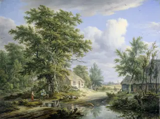 Farms on the Fringe of a Wood, by Egbert van Drielst, oil, 1812