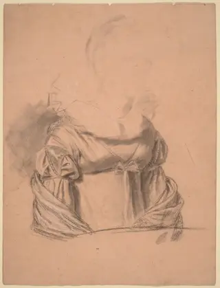 Study of a Woman's Dress, by John Vanderlyn, chalk, 1820