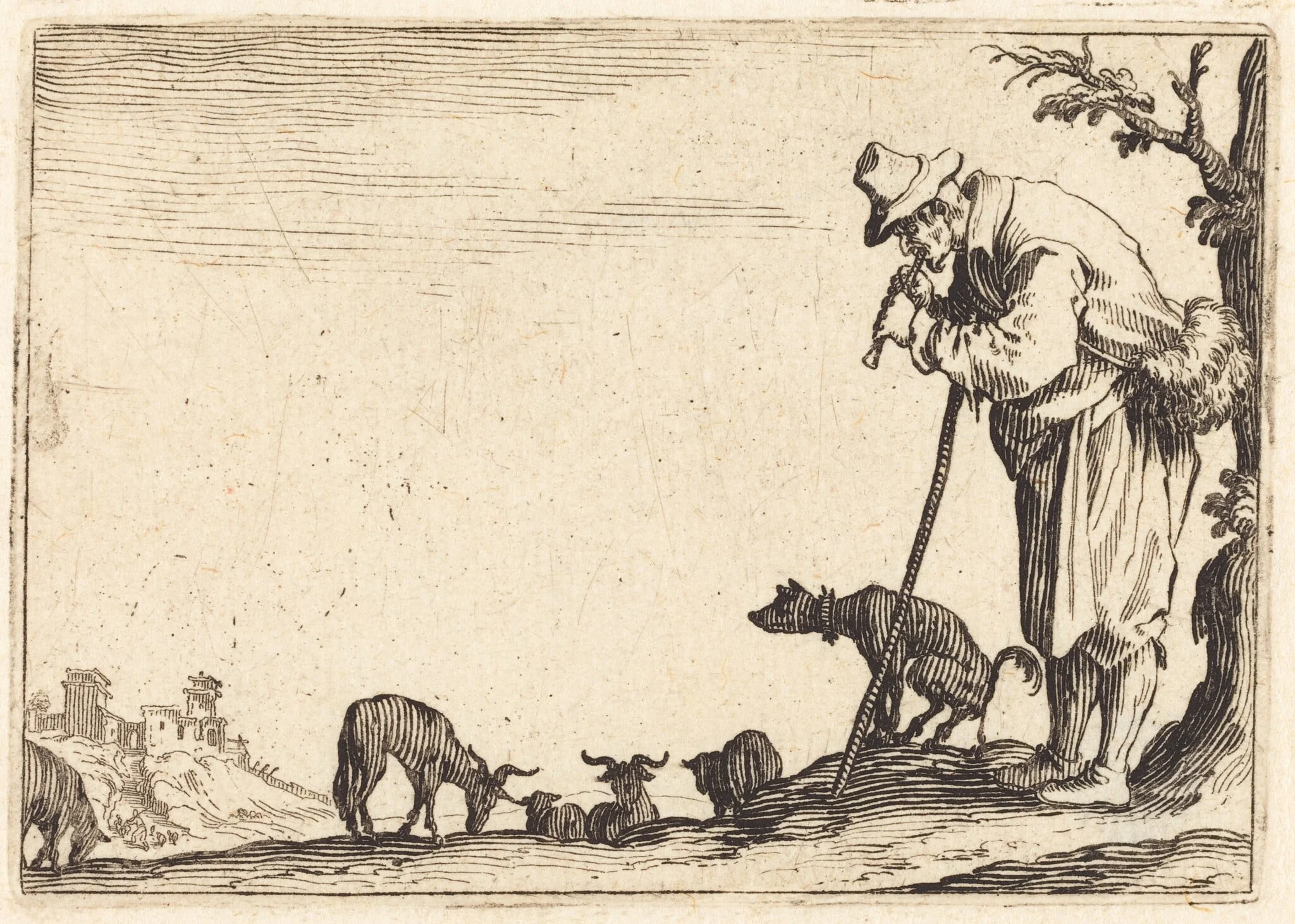 Shepherd Playing Flute, detail