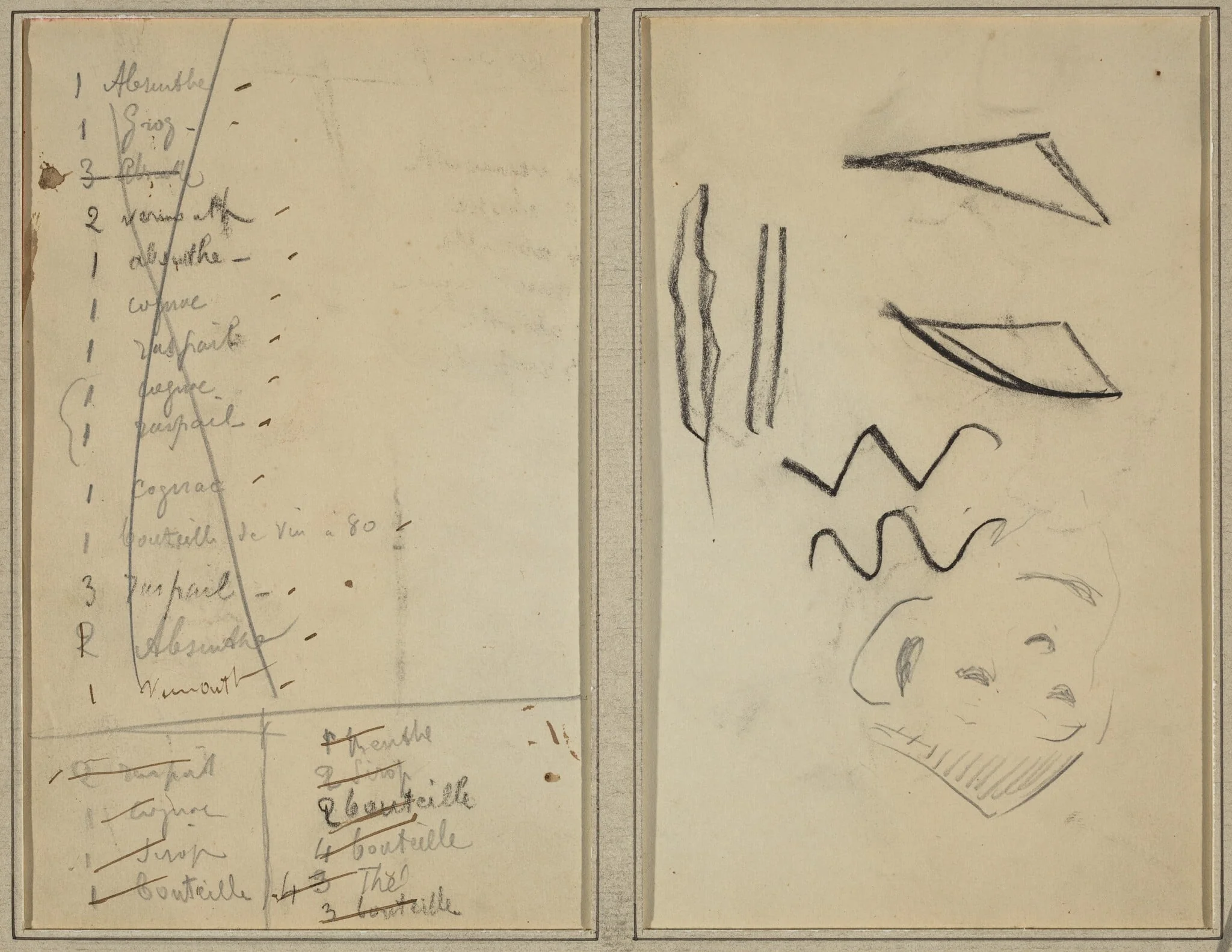 "Neige" (Snow); Itinerary [recto], detail