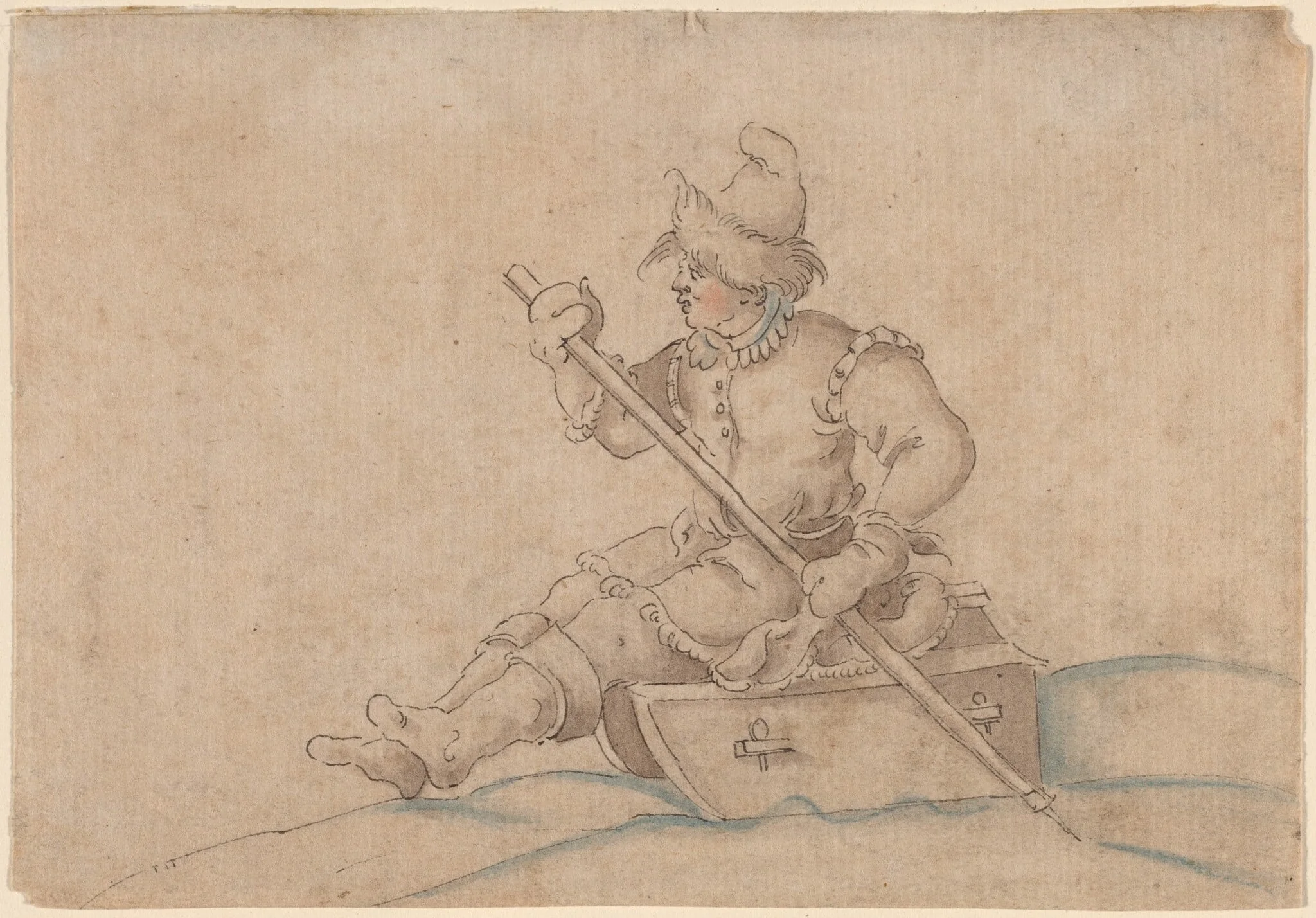 A Boy on a Sled, detail