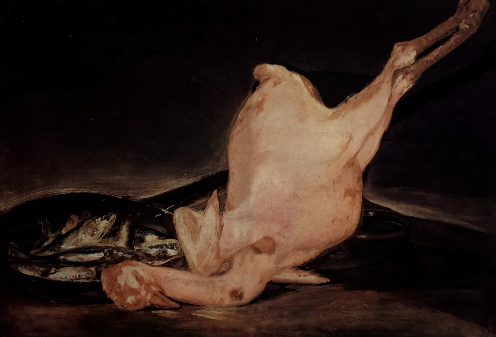 Plucked turkey, by Francisco Goya, oil, 1810