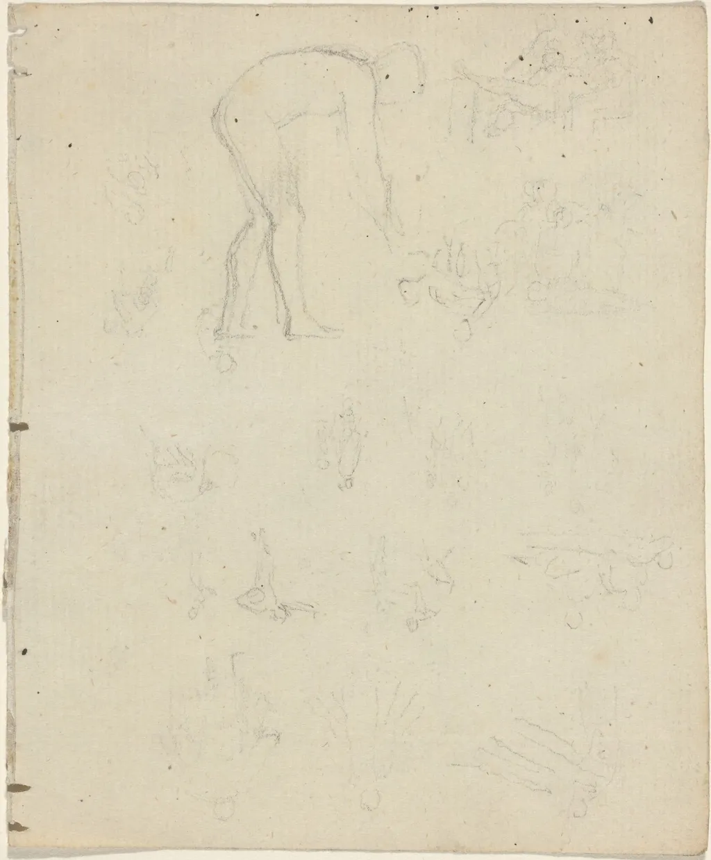 Sheet of Studies [recto and verso], by John Flaxman, graphite, 1790