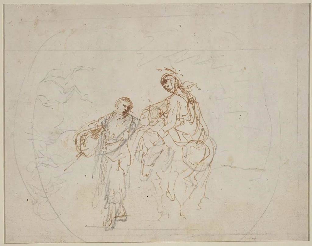 The Flight into Egypt [verso], by Stefano Della Bella, ink, 1637