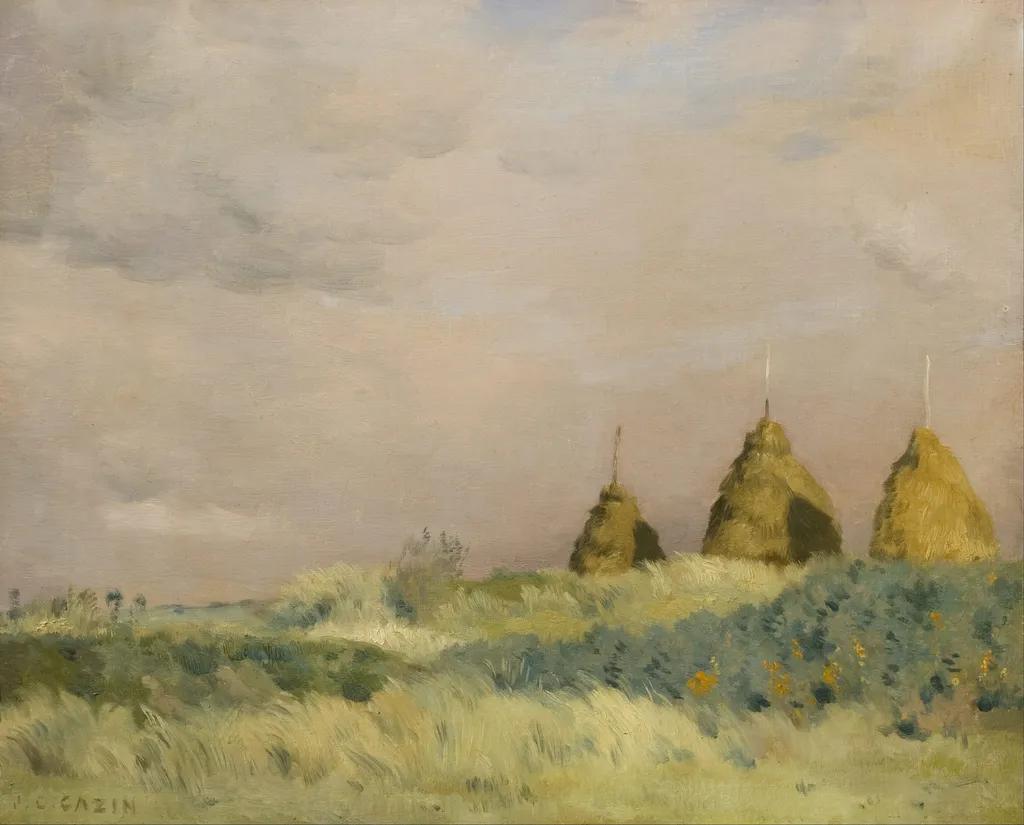 The three stacks, by Jean Charles Cazin, oil, 1871
