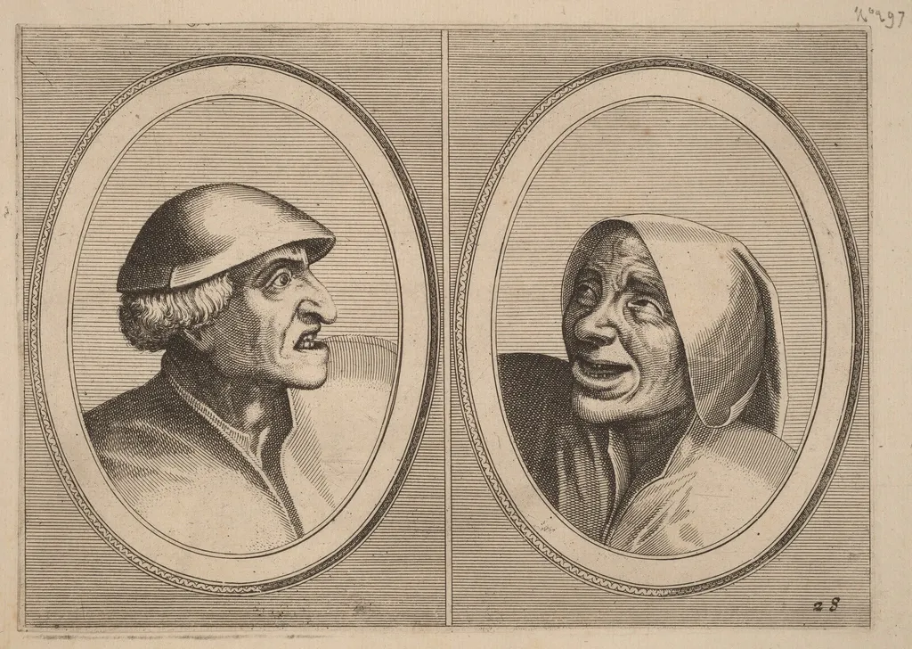 "Dief-achtighe Tijs" and "Nies Spoel-de-Nap", by Johannes van Doetechum the Elder, ink, 1564