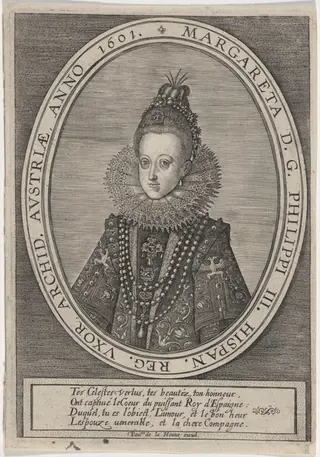 Margaret, Wife of Philip III of Spain, by Paul de la Houve, ink, 1601