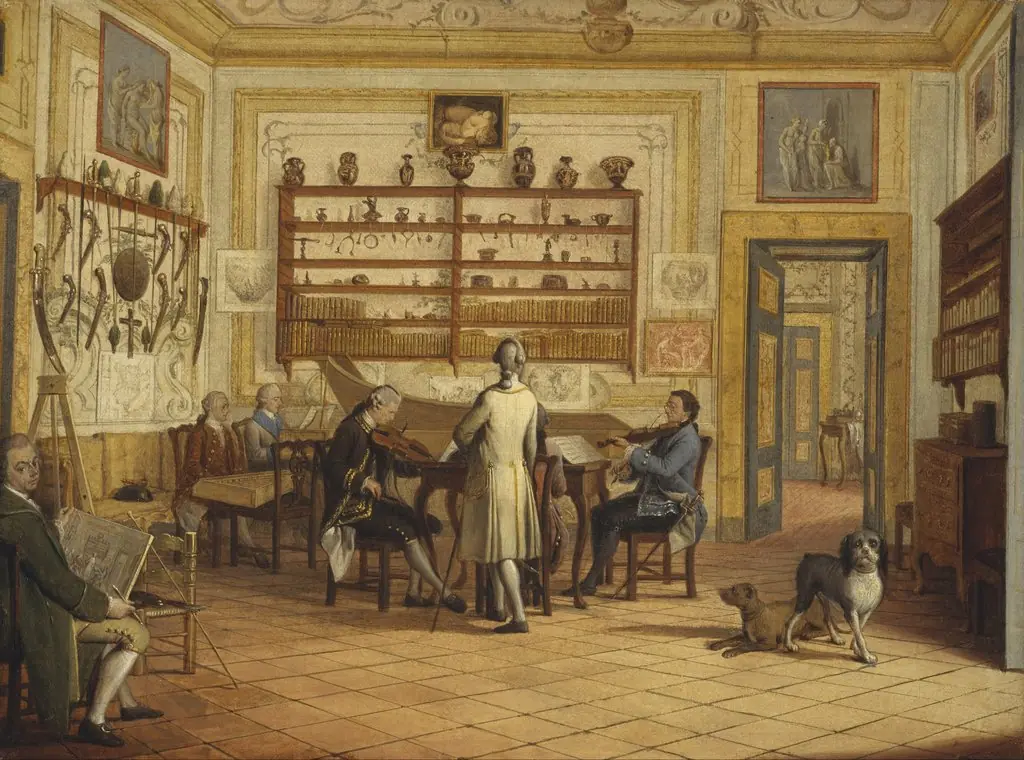 Kenneth Mackenzie, 1st Earl of Seaforth, 1744 - 1781, at home in Naples: concert party, by Pietro Fabris, oil, 1771