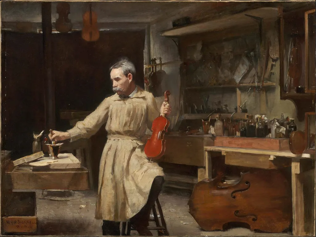 The Violin Maker, by William H. W. Bicknell, oil, 1894