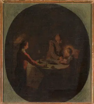 Holy Family at supper, by Jacques Callot, oil, 1623