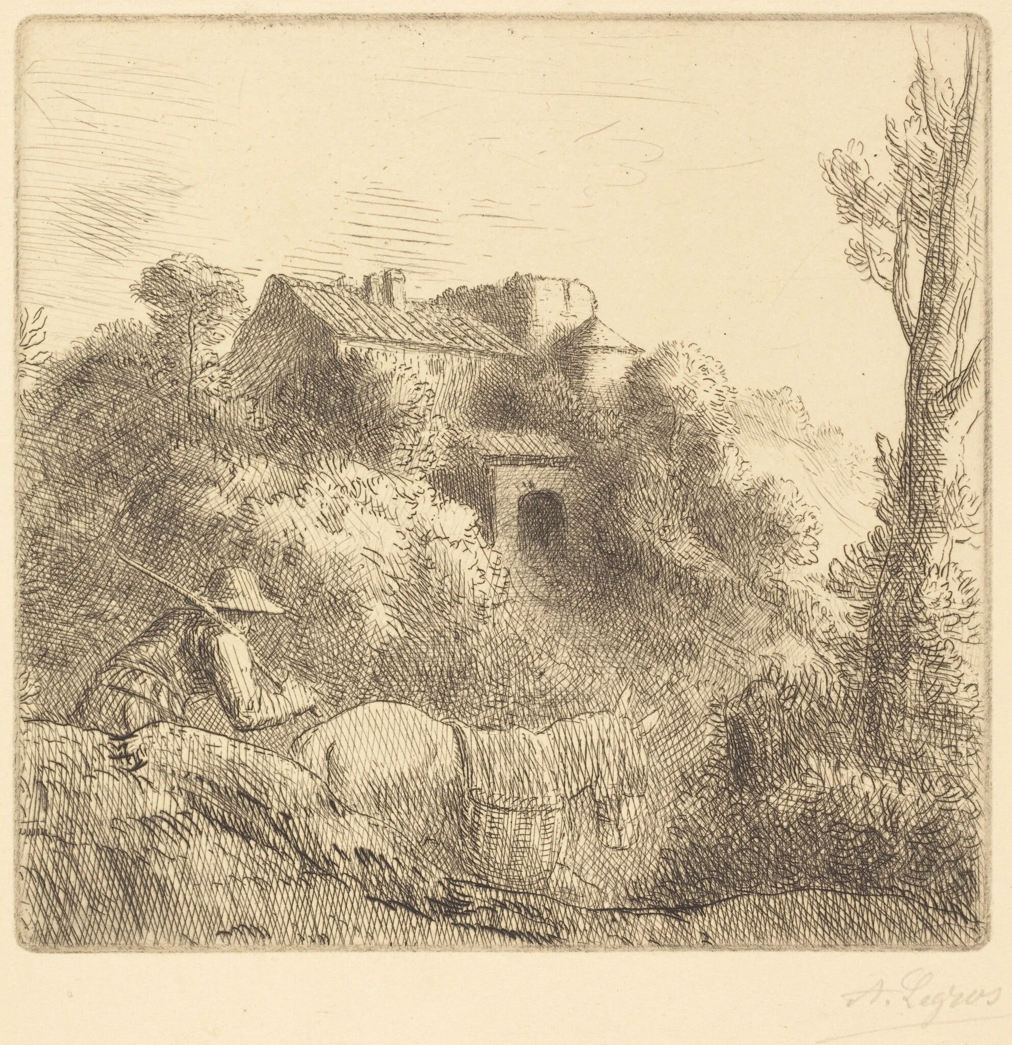 Farm on a Hill (La ferme sur la colline), detail