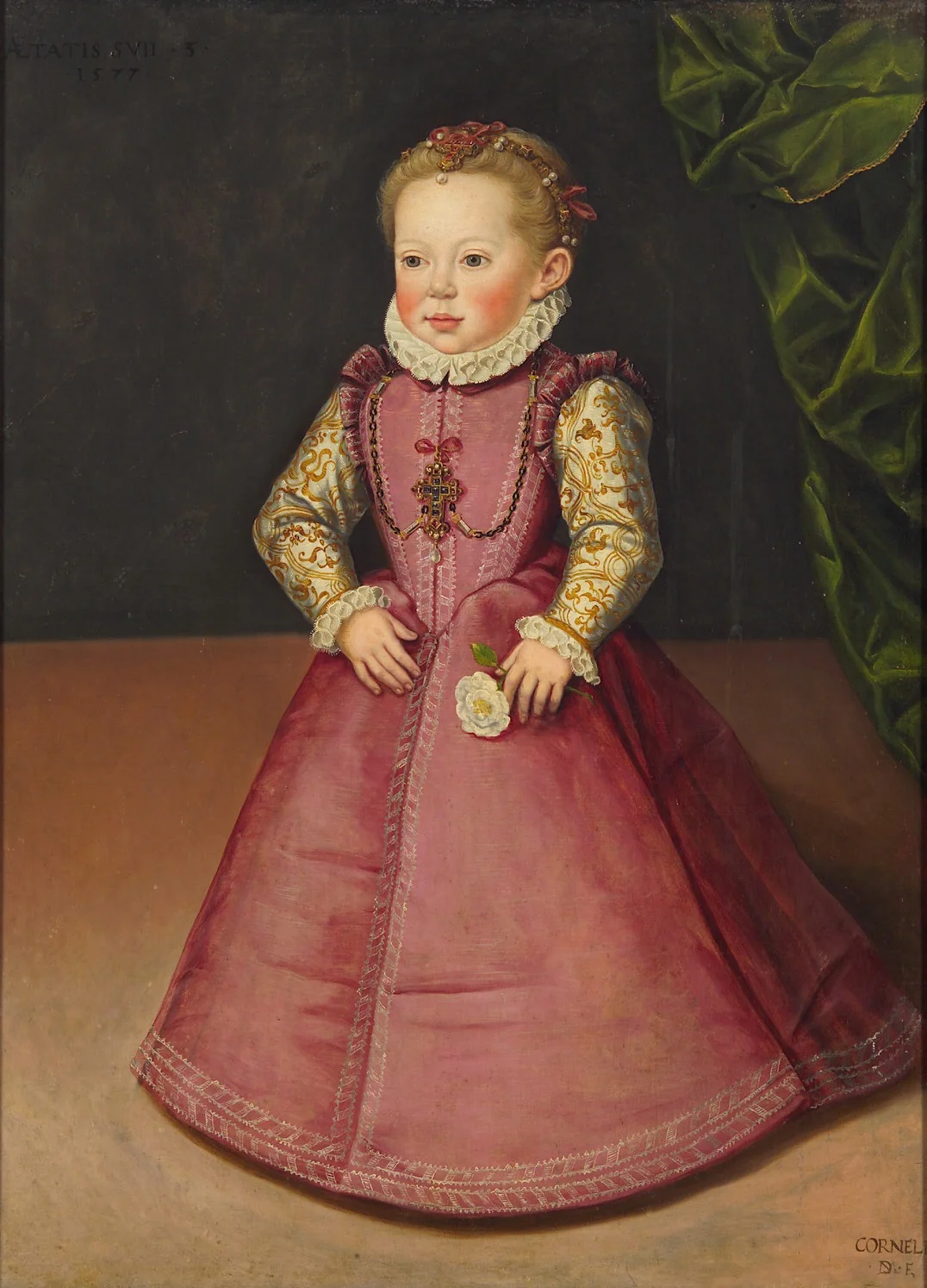 Erzherzogin Maria Christierna (1574-1621) im Alter von drei Jahren, in ganzer Figur, detail