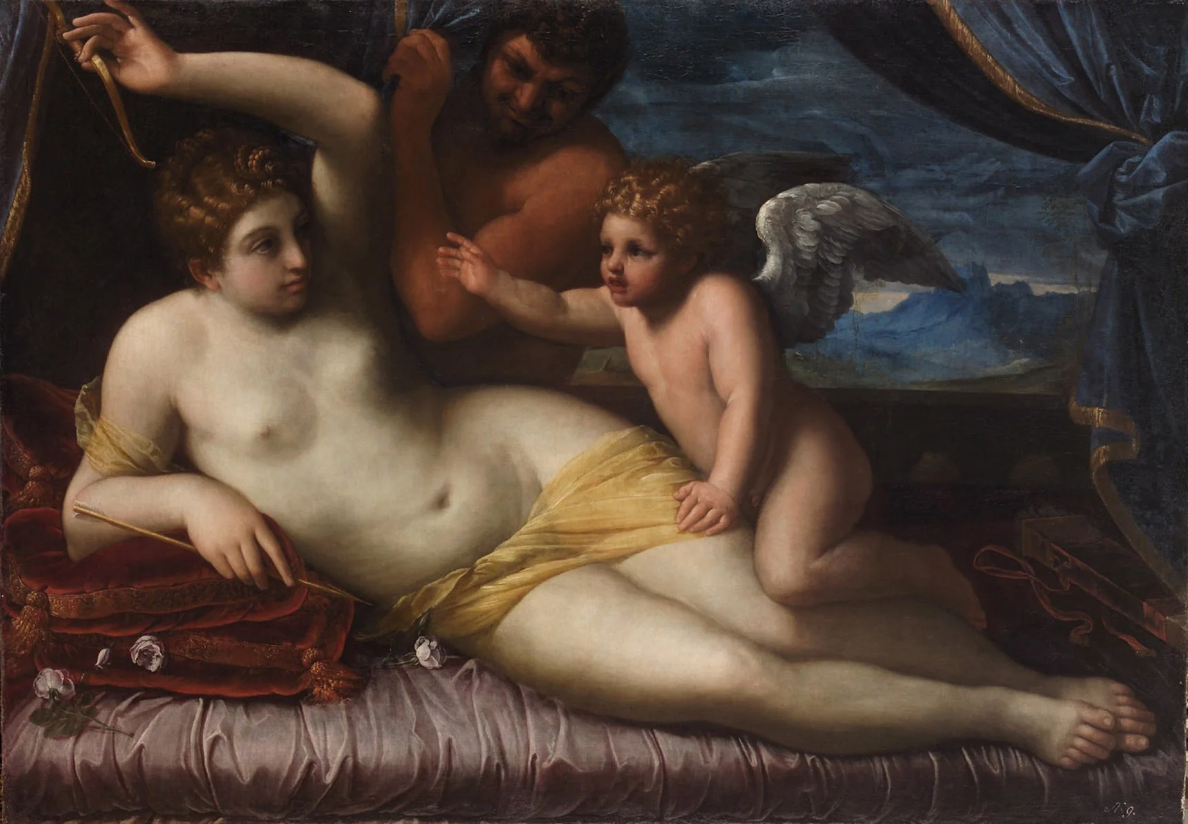 Venus und Amor mit einem Satyr, detail