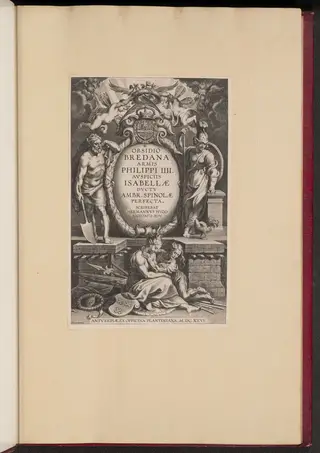 Title Page for Herman Hugo's "Obsidio Bredana", by Cornelis Galle I, ink, 1626
