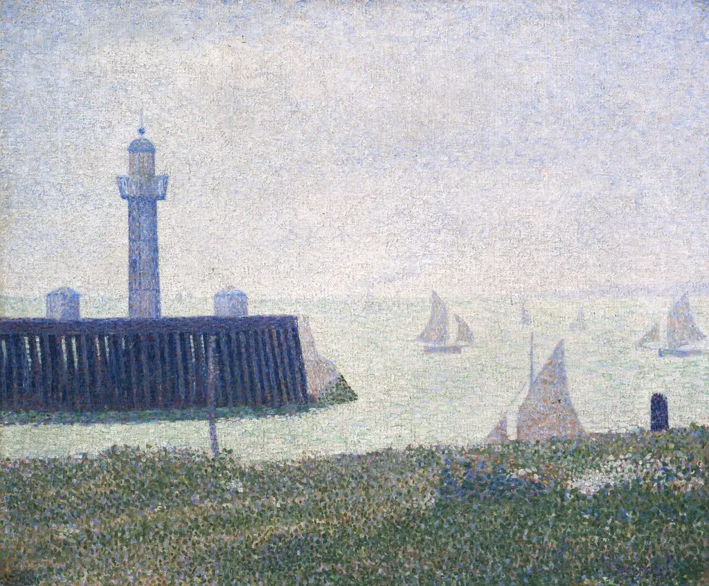 End of the pier, Honfleur, by Georges Seurat, oil