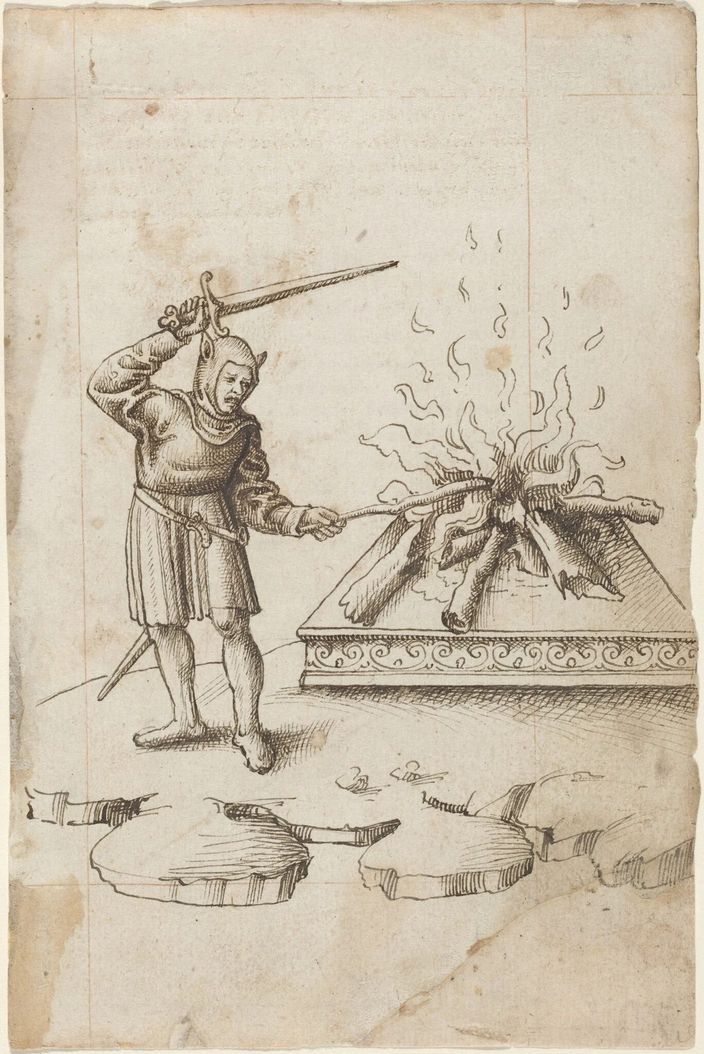 "Do Not Poke the Fire with a Sword" [fol. 20 recto], detail