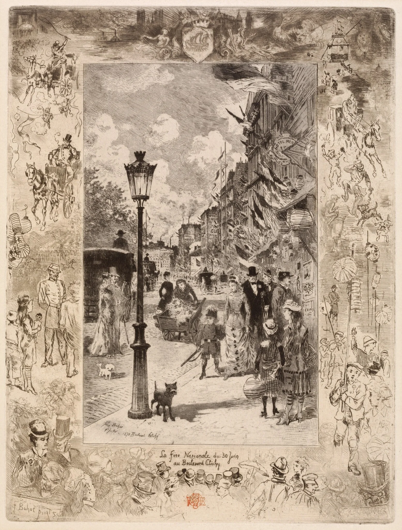La Fête nationale au Boulevard Clichy (National Holiday on the Boulevard de Clichy), detail