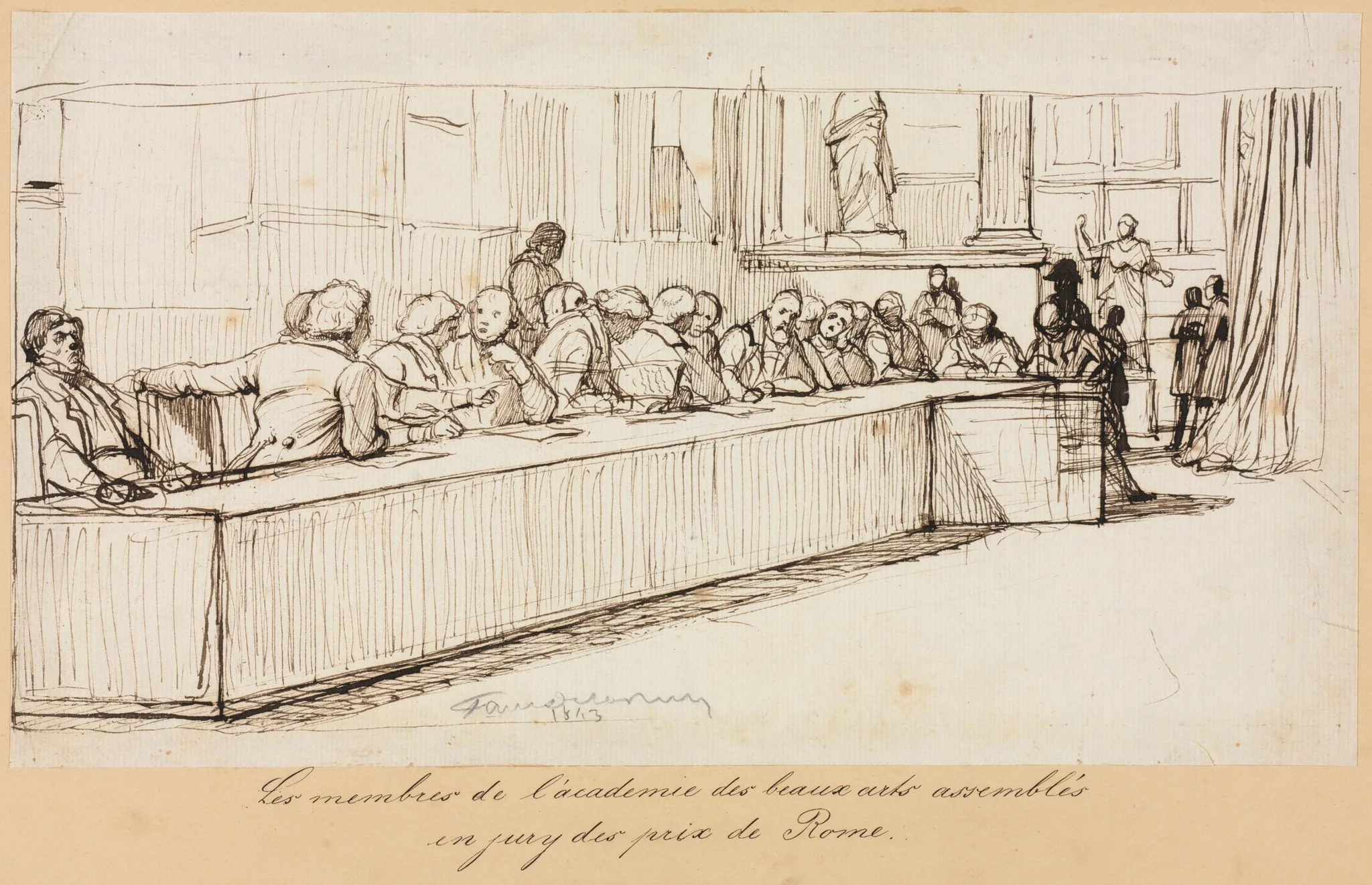The Members of the Academy of Beaux-Arts Assembled to Jury the Rome Prize, detail