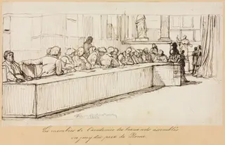 The Members of the Academy of Beaux-Arts Assembled to Jury the Rome Prize, by Paul Delaroche, 1841