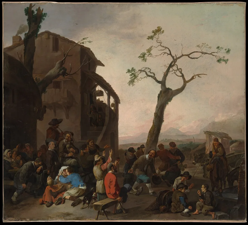 Peasants Dancing, by Johannes Lingelbach, oil, 1651