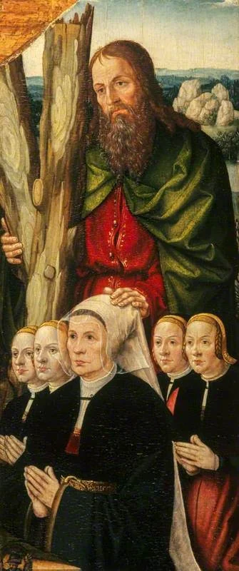 Saint Andrew with the Donor's Wife and Daughters, detail