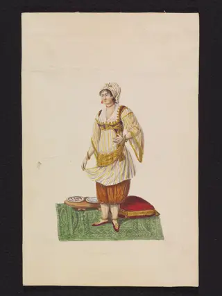 Algeerine at home, by Charles Frederick or Carlo Federico Brockdorff, watercolor, 1835
