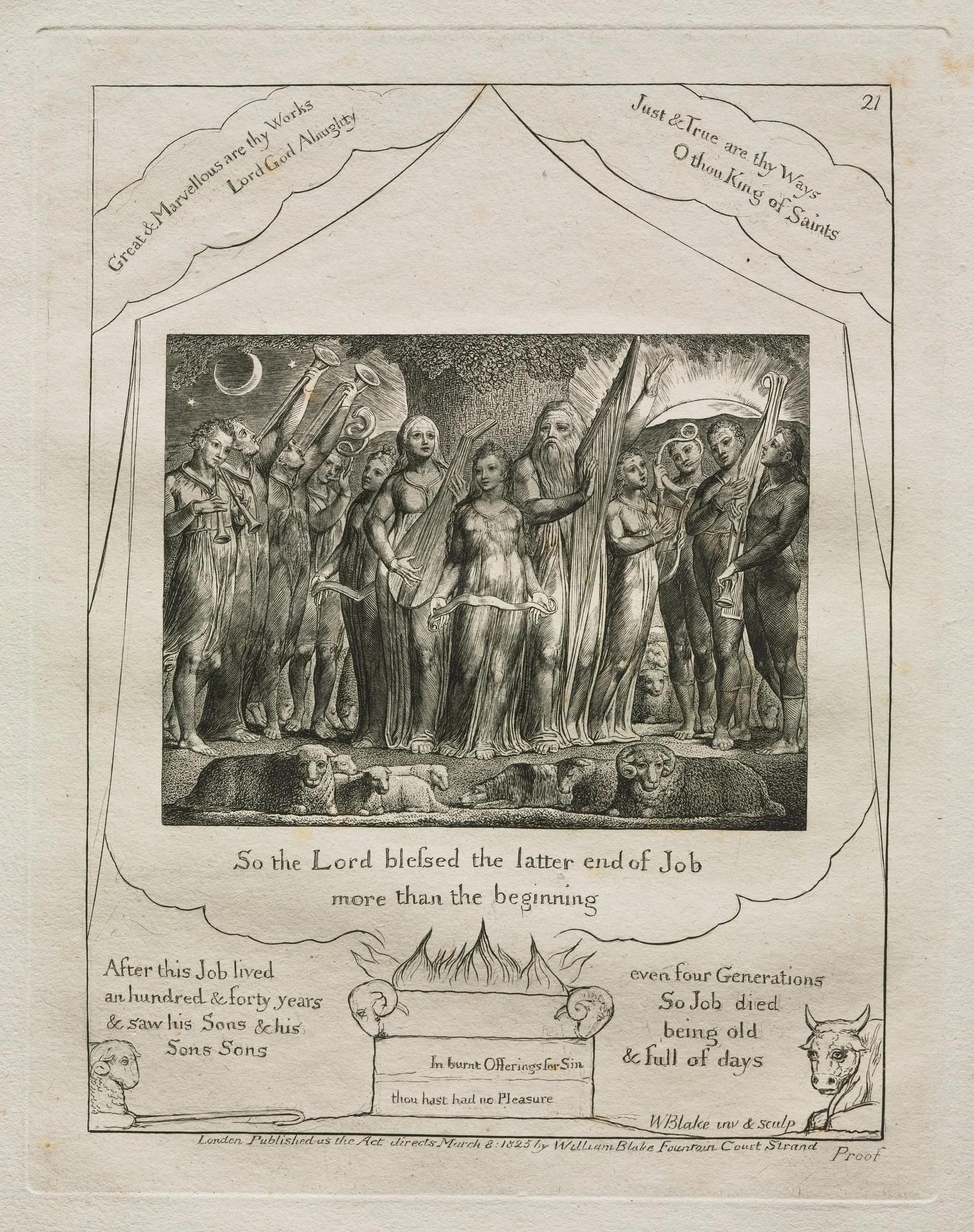 The Book of Job: Pl. 21, So the Lord blessed the latter end of Job, detail