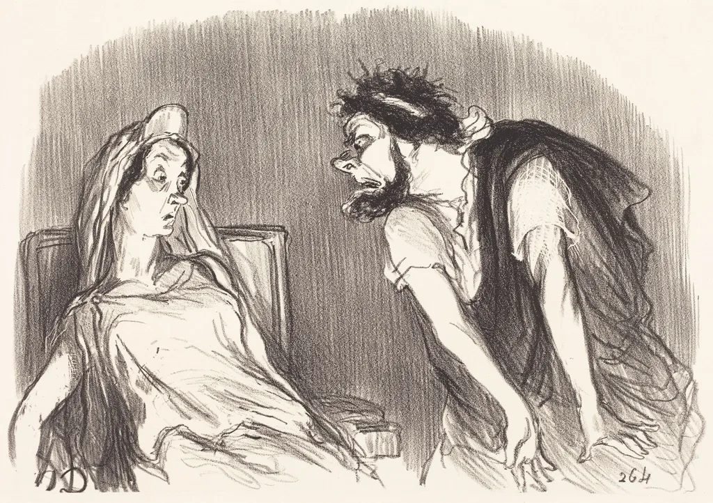 Oedipe, by Honoré Daumier, ink, 1851