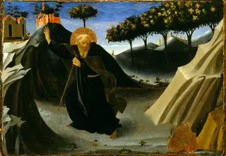Saint Anthony Abbot Shunning the Mass of Gold, by Fra Angelico, tempera, 1430