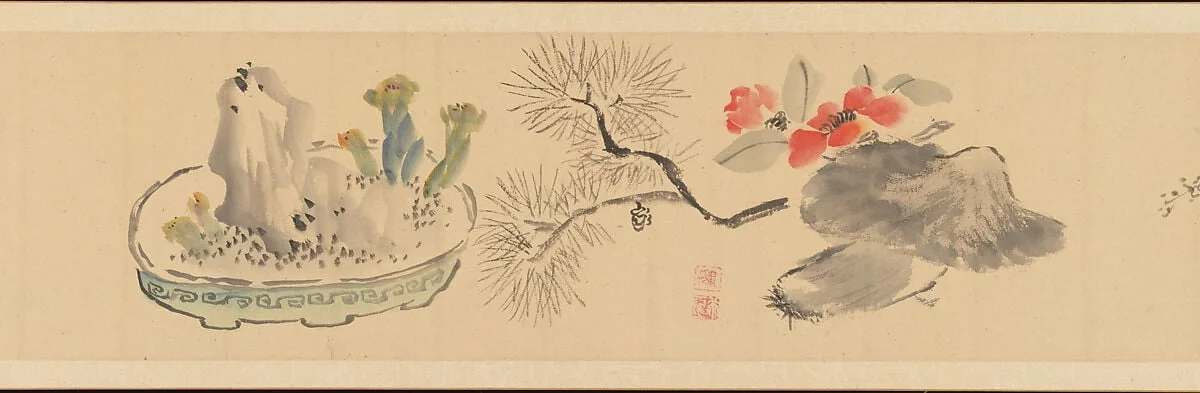 岡田半江筆 花卉図巻|Letter Enclosing Flowers, detail