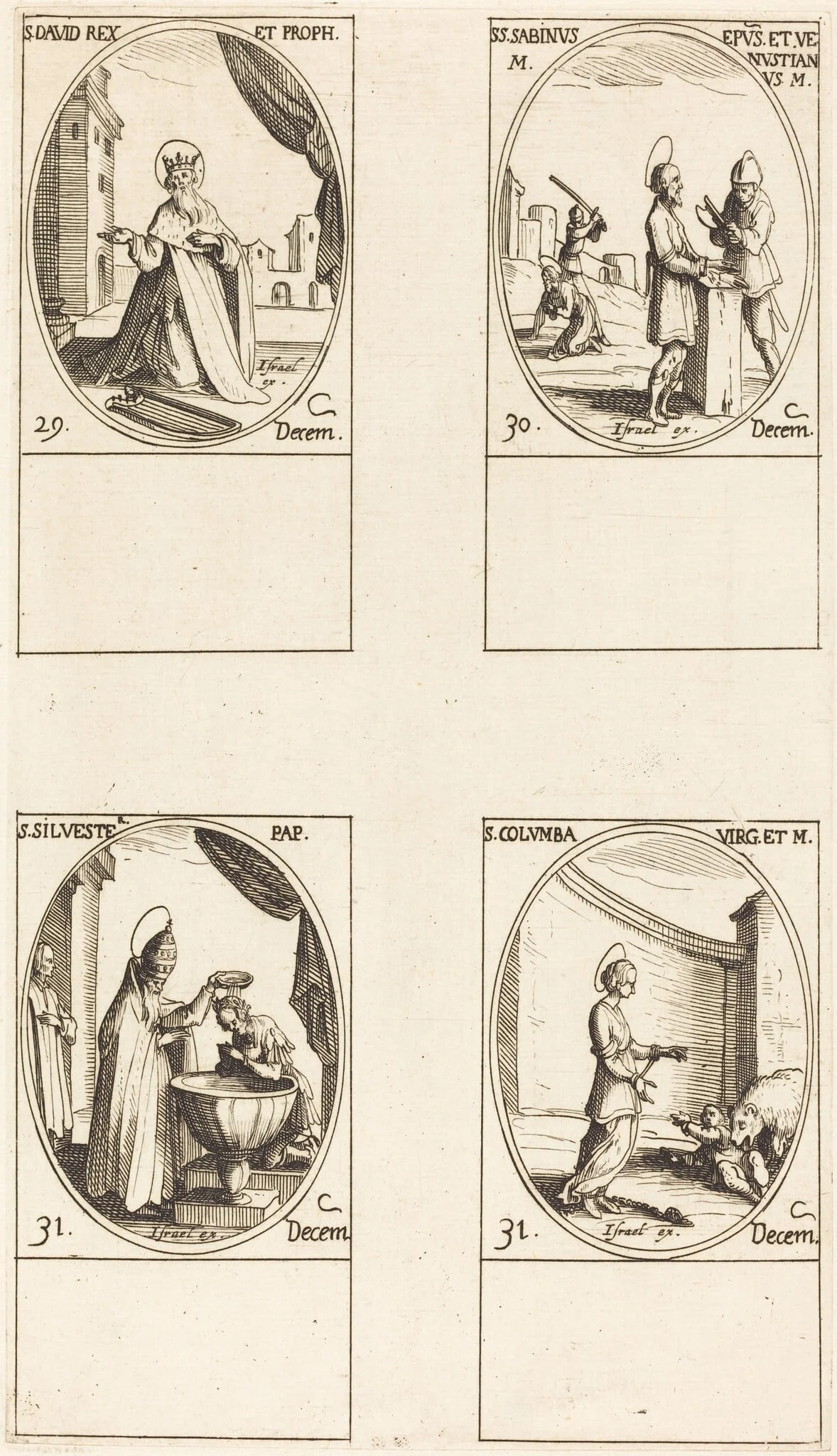 St. David, King and Prophet; Sts. Sabinus and Venustianus; St. Sylvester; St. Colomba, detail