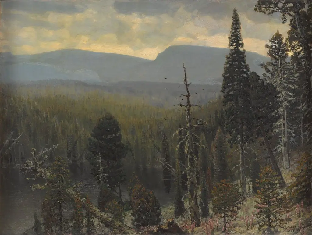 Тайга на Урале. Синяя гора, by Apollinary Vasnetsov, oil, 1896