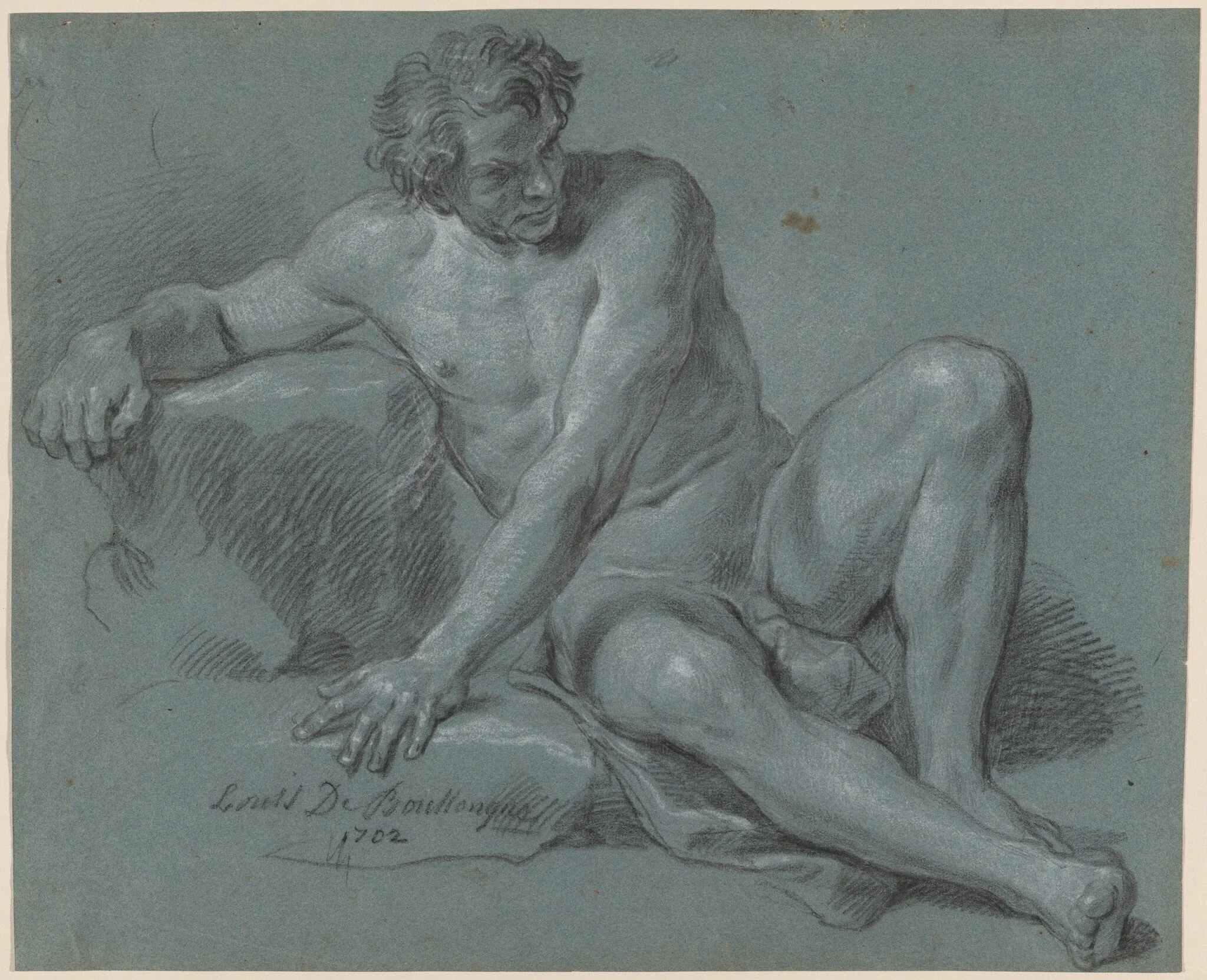 Male Nude Seated on the Ground, detail