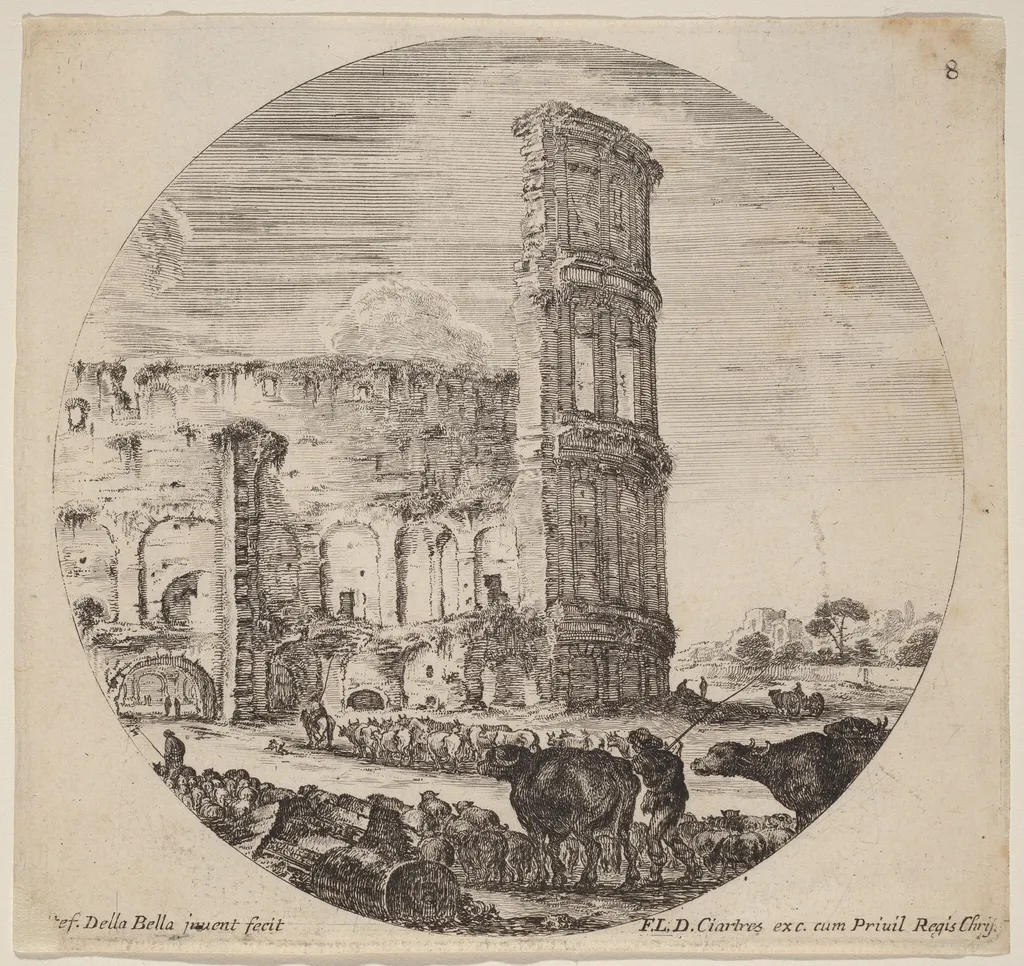 Colosseum, by Stefano Della Bella, ink, 1646