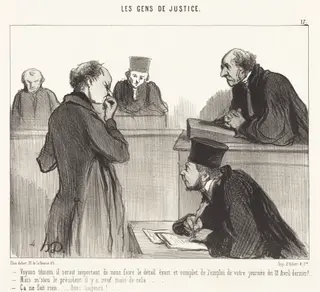 Voyons témoin il serait important de..., by Honoré Daumier, ink, 1846