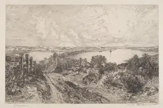 Morning, by Thomas Moran, ink, 1886