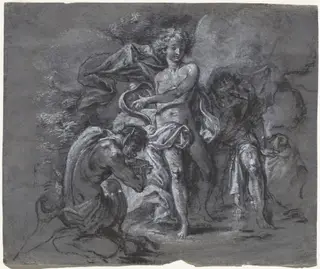 The Contest between Apollo and Pan before King Midas, by Joseph Werner, ink, 1674