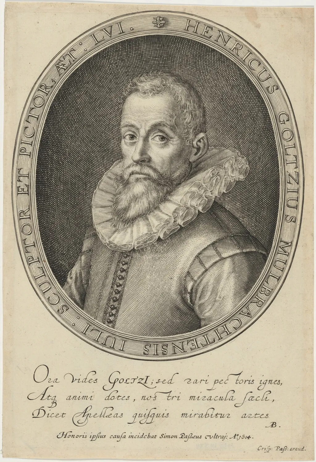 Hendrik Goltzius, by Simon van de Passe, ink, 1614