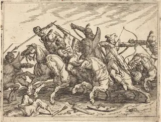 Capricci di varie battaglie, by Johann Wilhelm Baur, ink, 1635