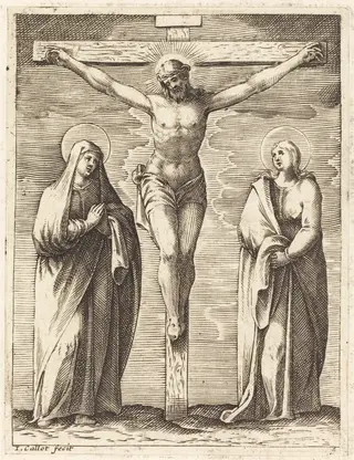 Virgin and Saint John at the Foot of the Cross, by Jacques Callot, ink, 1610