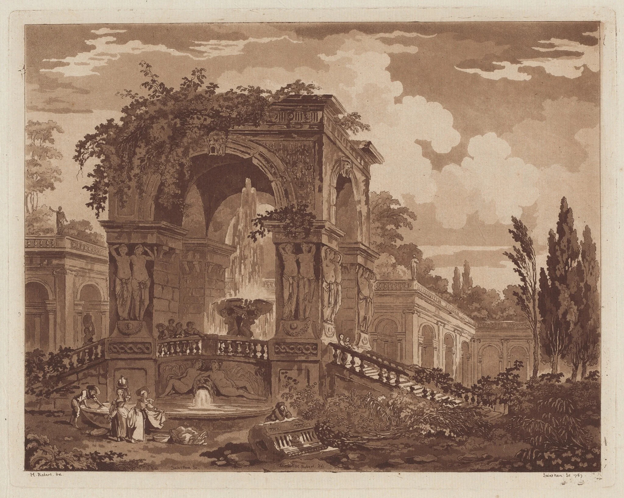 View of an Antique Fountain, detail