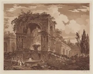 View of an Antique Fountain, by Jean-Claude-Richard, Abbé de Saint-Non, ink, 1767