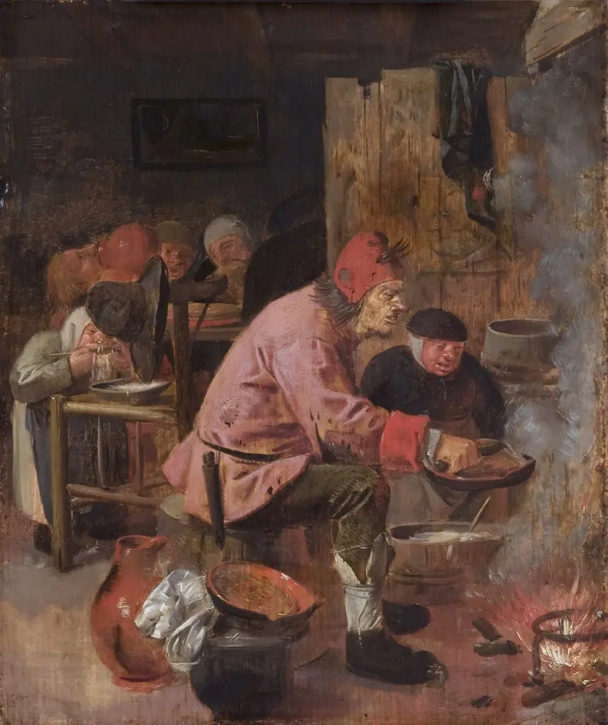 Pancake Baker, by Adriaen Brouwer, oil, 1625