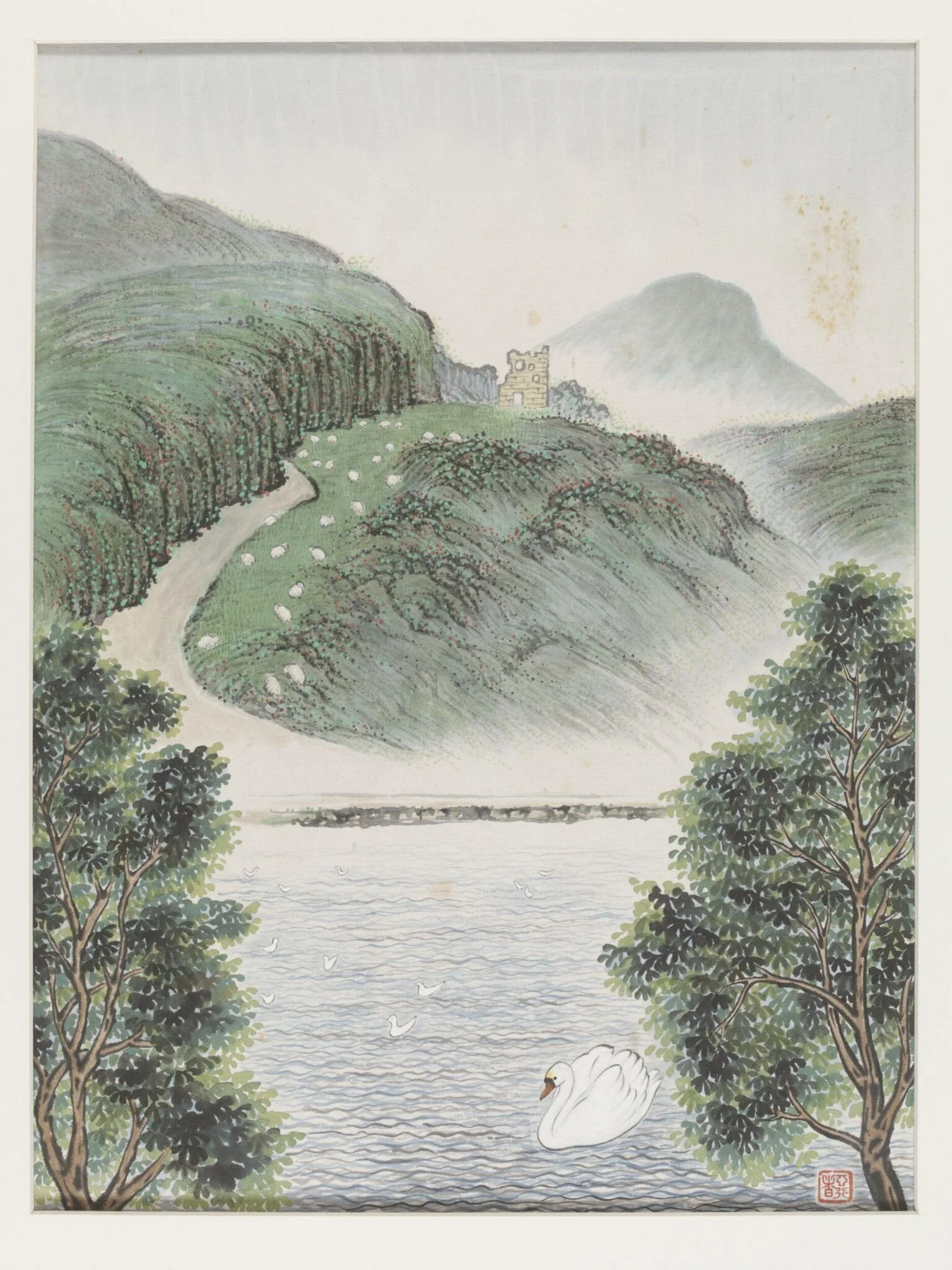 St Anthony's Chapel and St Margaret's Loch after the rain, detail