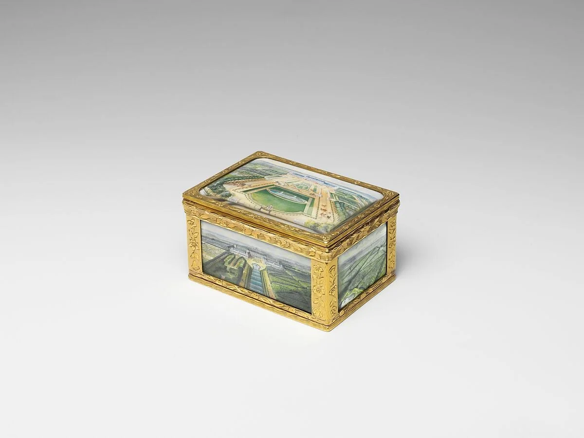 Snuffbox with views at the château of Chanteloup, detail