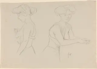 Two Studies of a Woman Dressing, by Félix Vallotton, chalk, 1894